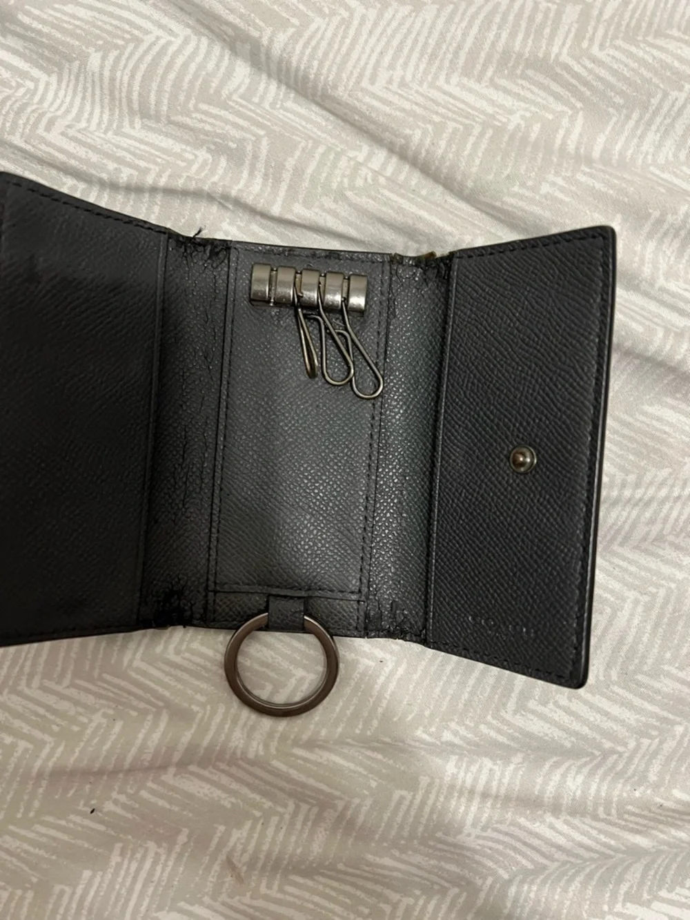 Vintage Coach Black Pebbled Leather Key Holder Wallet